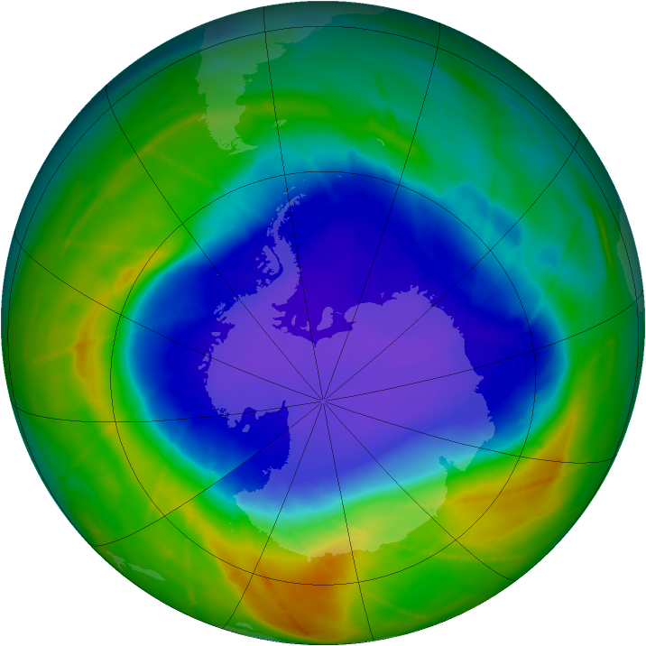 Antarctic ozone map for 14 October 2010
